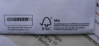 GoGreen und FSC Logo auf dem Mailing eines großen Weinhändlers