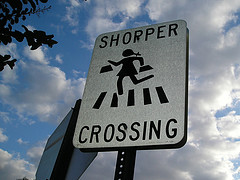 Shopper crossing